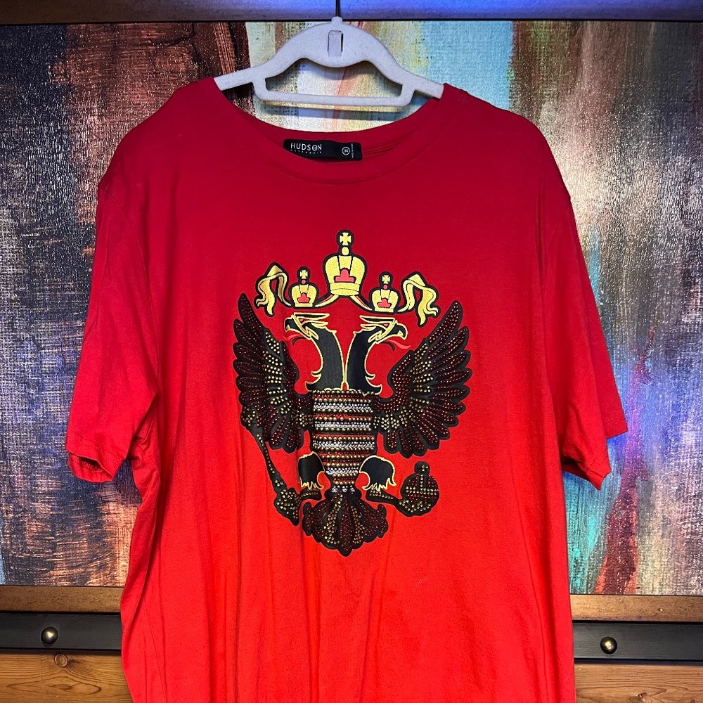 Hudson Embroidered beaded Crest T-Shirt SZ 3XL